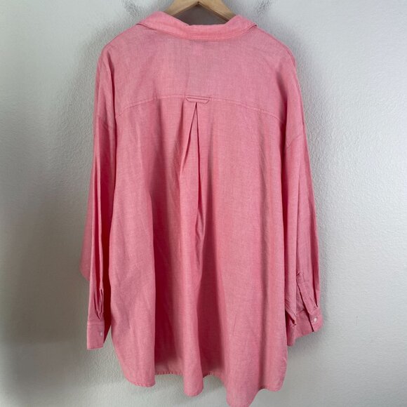 NEW Old Navy Womens Plus 3X Boyfriend Shirt Pink Cotton Button Up Top - Picture 8 of 9